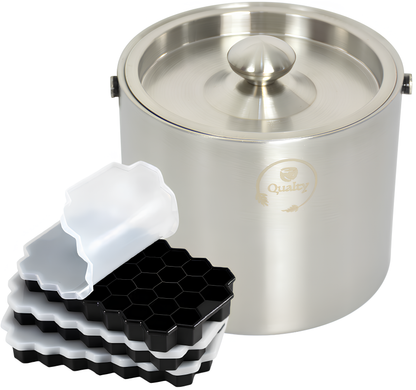 Qualty Luxe IJsemmer Set RVS | 3L | Dubbelwandig | Met IJsblokjesvormen