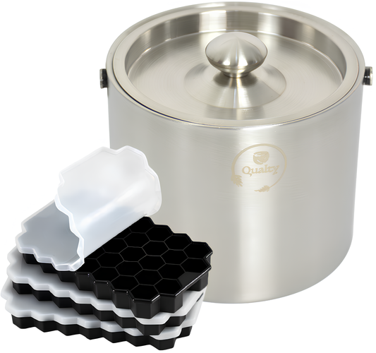 Qualty Luxe IJsemmer Set RVS | 3L | Dubbelwandig | Met IJsblokjesvormen