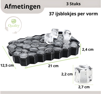 Qualty Luxe IJsemmer Set RVS | 3L | Dubbelwandig | Met IJsblokjesvormen