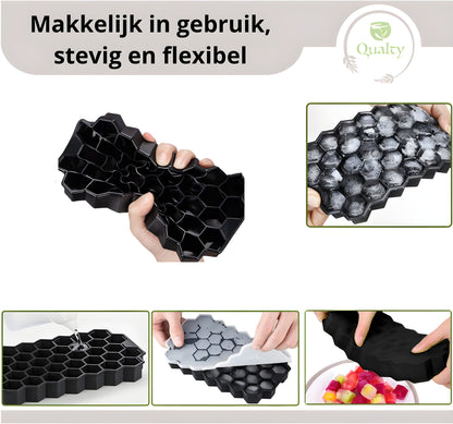 Qualty Luxe IJsemmer Set RVS | 3L | Dubbelwandig | Met IJsblokjesvormen